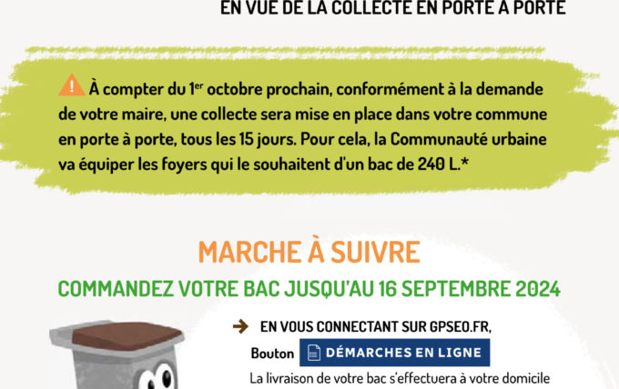 Distribution de bacs pour le verre et les végétaux