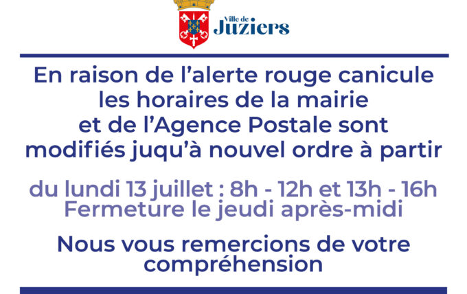 Changement des horaires de la Mairie et de l&rsquo;Agence Postale